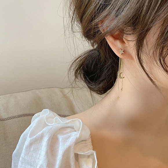 Jewelry - ✨Star Moon Long Tassel Dangle Earrings